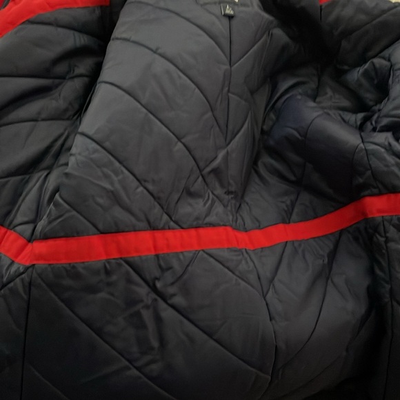 Lands' End Red Hooded Stadium Parka Coat size large - Picture 3 of 14